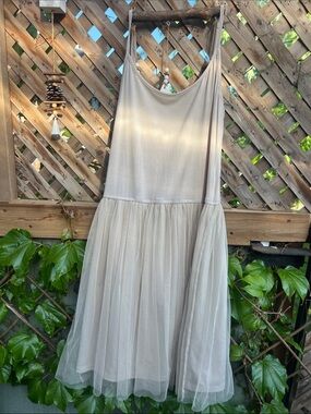 Mystree Beige/Cream Tulle Slip Dress
